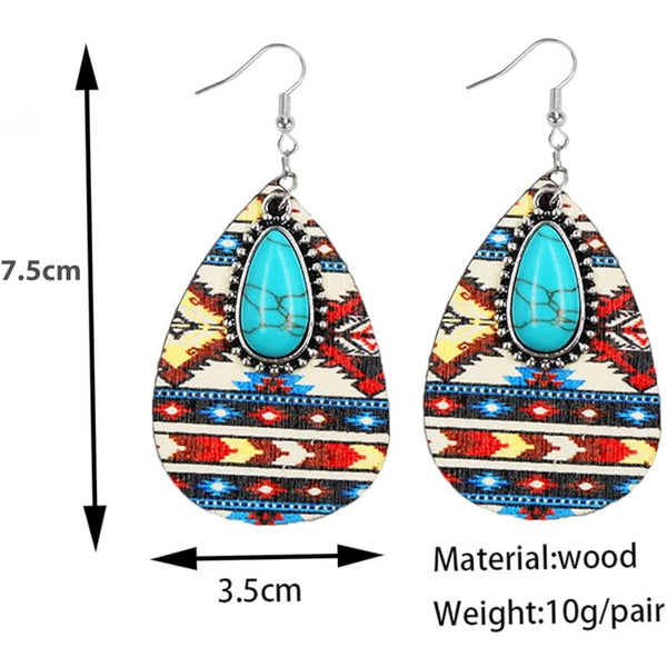 Western Aztec Design Turquoise Tear Drop Wooden Boho Casual Dangle Earrings New 


Add a unique style to your look with this brand new ladies boho Aztec print fashion turquoise wooden dangle earring.

 Constructed of quality wood construction, it offers c