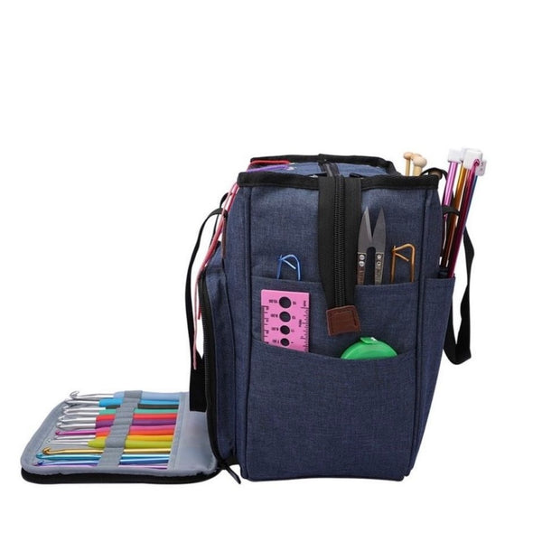 Knitting Bag Yarn Tote Organizer Womens Crochet Storage with Inner Dividers New