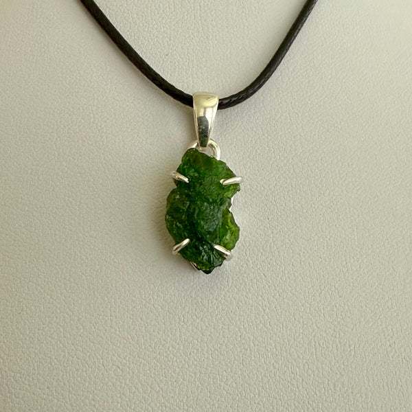 Unique Natural Raw Chrome Diopside Necklace Pendant Sterling Silver New
