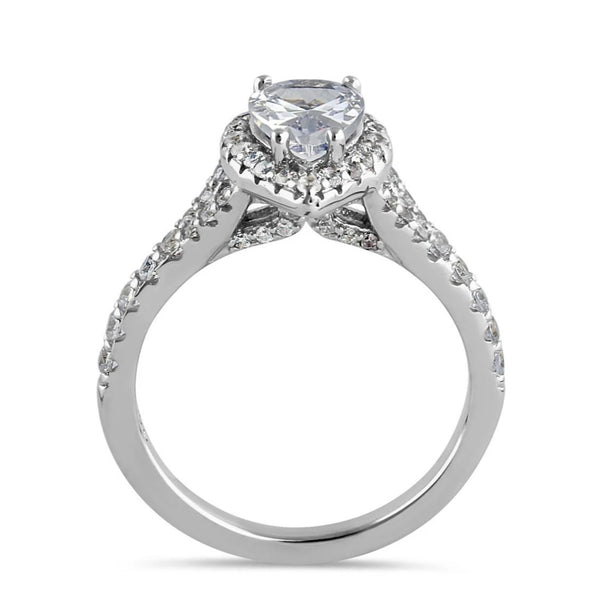 Elegant Victorian Pear Cut Halo Clear CZ Engagement Silver Ring Size 6 New