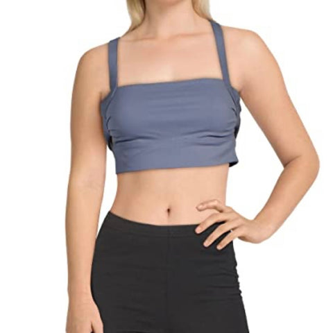 New Free People Womens Solid Wave Rider Sports Casual Bra Blue Granite SM