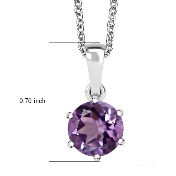 Rose De France Amethyst 1.90 ctw Pendant Silver Necklace Round Cut New