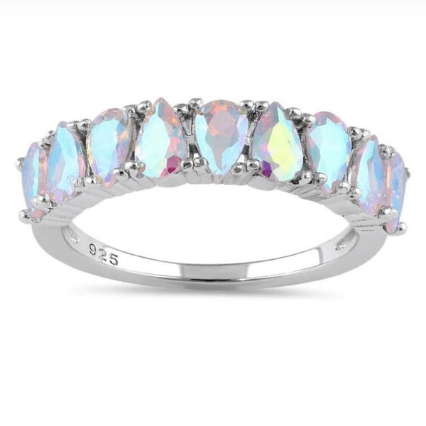 Sterling Silver Pear-Shaped Light Mystic Topaz Ring New