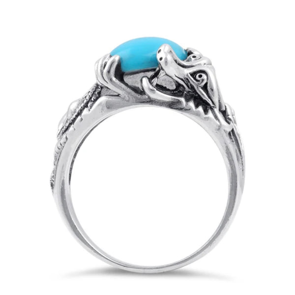 Sterling Silver Turquoise Dragon Statement Ring New