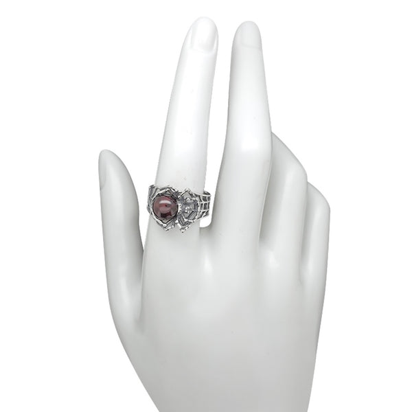 Baltic Cherry Amber 925 Sterling Silver Adjustable Spider Web Ring Boho New