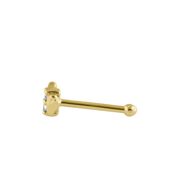Solid 14K Gold CZ Wings Nose Stud New