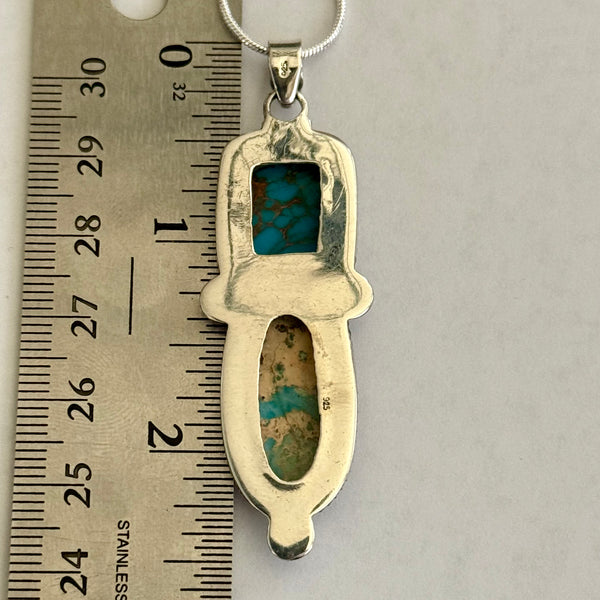 Southwestern Turquoise & Sea Sediment Jasper Stone Statement Necklace Pendant