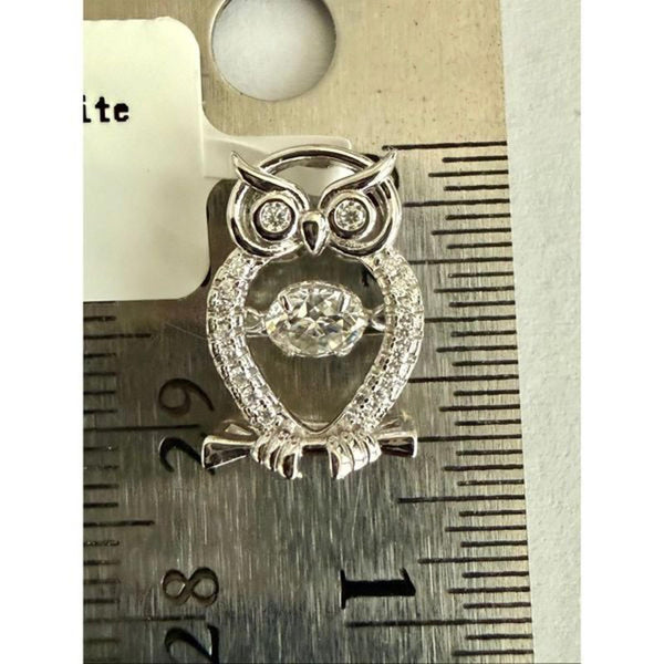 0.61 Ctw D Color VVS1 Moissanite Dancing Owl Pendant Necklace Artisan Crafted