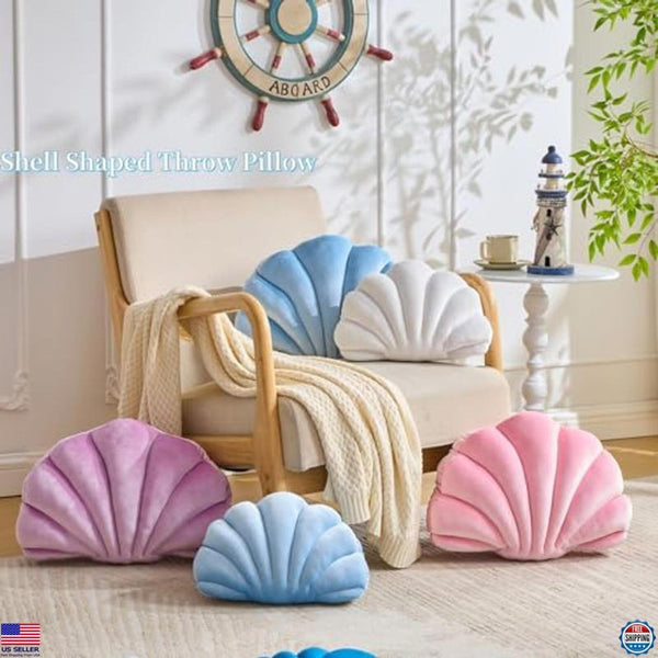 Light Blue Seashell Decorative Pillow 13x10 Inch Cute Throw Pillow for Home