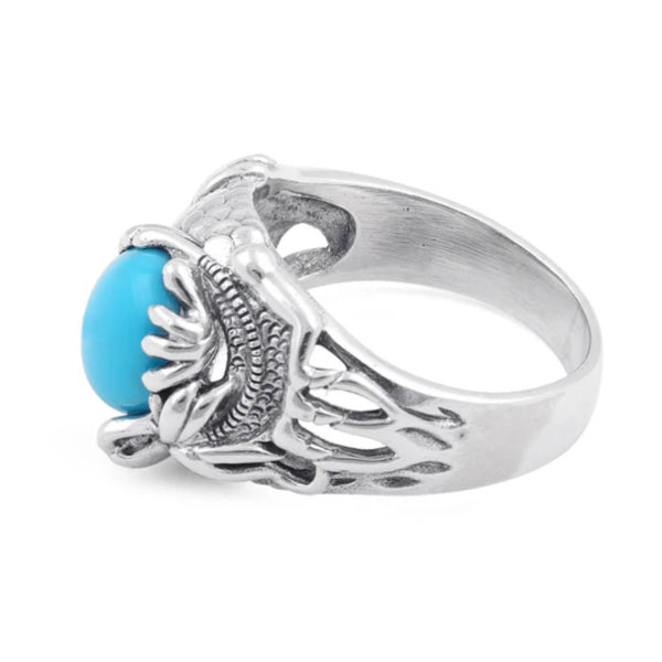 Sterling Silver Turquoise Dragon Statement Ring New