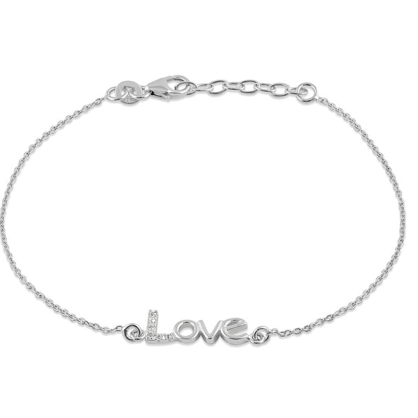 Womens Love CZ Sterling Silver Bracelet New