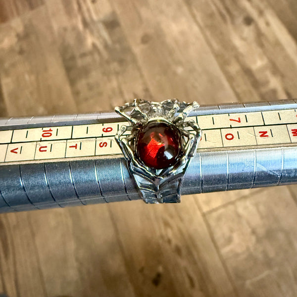 Baltic Cherry Amber 925 Sterling Silver Adjustable Spider Web Ring Boho New