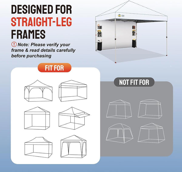 Sidewall Silver for 10X10 Pop up Canopy Sidewall with 6 Pockets 1 Pack Black