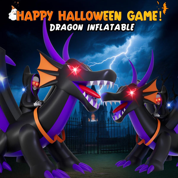 7FT Halloween Inflatable Dragon with LED Lights for Outdoor
