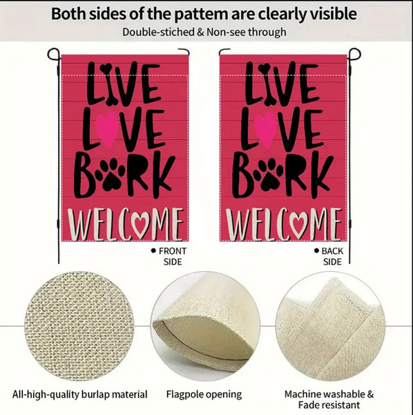 Live Love Bark Dog Garden Flag Welcome Double Sided Yard Decoration New