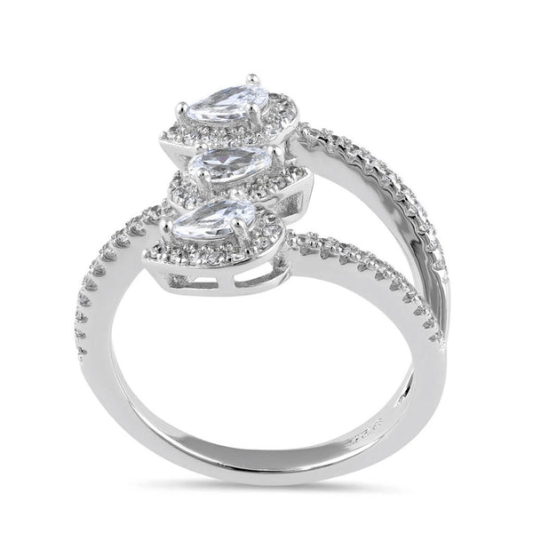 Sterling Silver Triple Pear Halo Wrap CZ Ring Size 6 New
