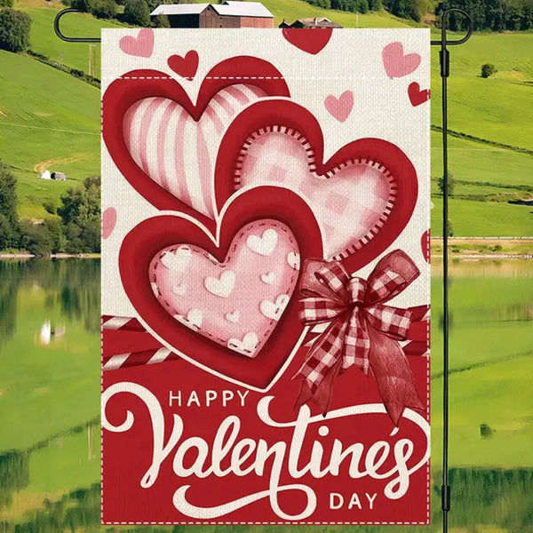 Happy Valentine Welcome Garden Flag Double Sided With Heart Farmhouse New Decor