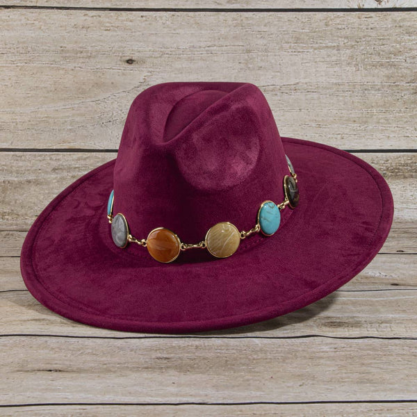 Semi Precious Stone Chain Band Fedora Hat