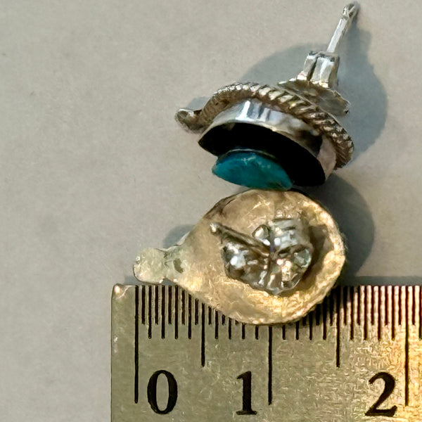 Vintage Southwestern Blue Turquoise Dainty Stud Silver Earrings Handmade New