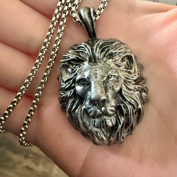 Bold Lion Head Charm Pendant Chain Necklace Unisex New