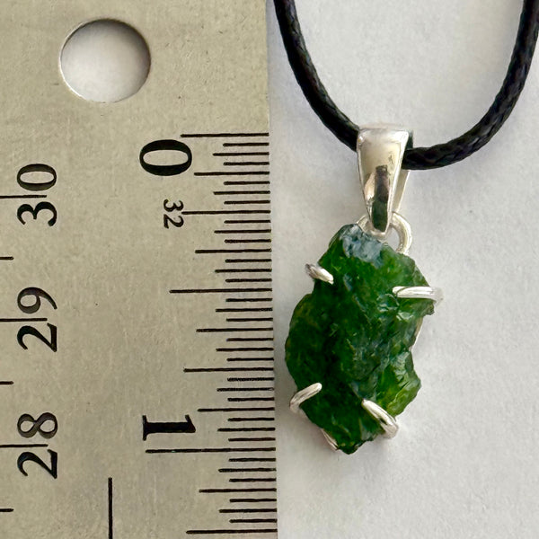 Unique Natural Raw Chrome Diopside Necklace Pendant Sterling Silver New