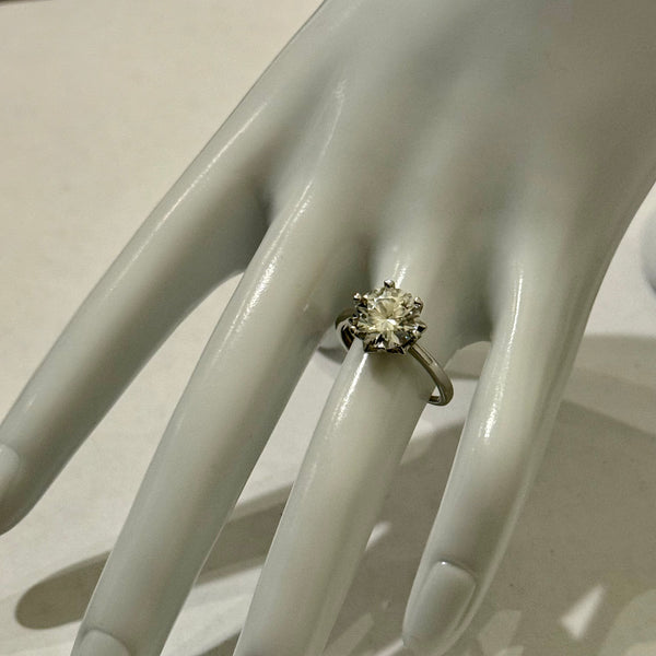 Stunning 4.5 Carat Round Moissanite Solitaire Ring Sterling Silver Adjustable