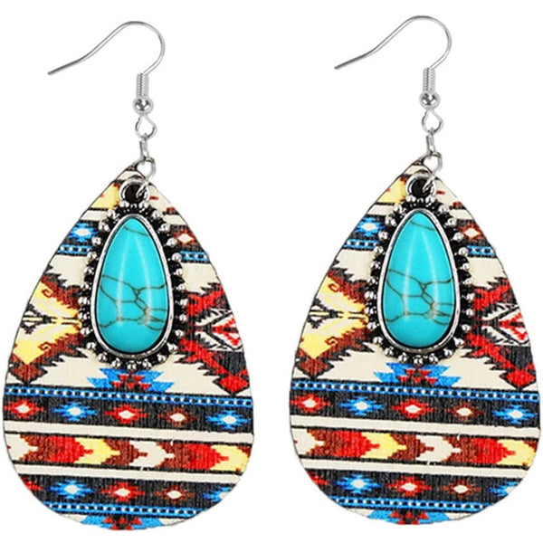 Western Aztec Design Turquoise Tear Drop Wooden Boho Casual Dangle Earrings New 


Add a unique style to your look with this brand new ladies boho Aztec print fashion turquoise wooden dangle earring.

 Constructed of quality wood construction, it offers c