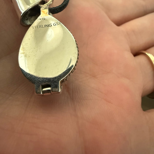 Beautiful Kingman Pink Dahlia Turquoise Poison Locket Necklace Southwestern New