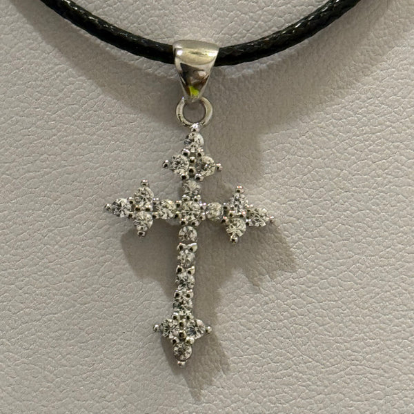 Stunning Moissanite Cross Necklace Sterling Silver Pendant