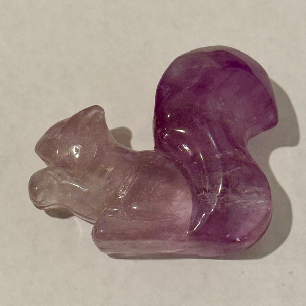 Cute Hand Carved Natural Amethyst Squirrel
