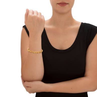 Byzantine-Link Gold Ion-Plated Stainless Steel Bracelet