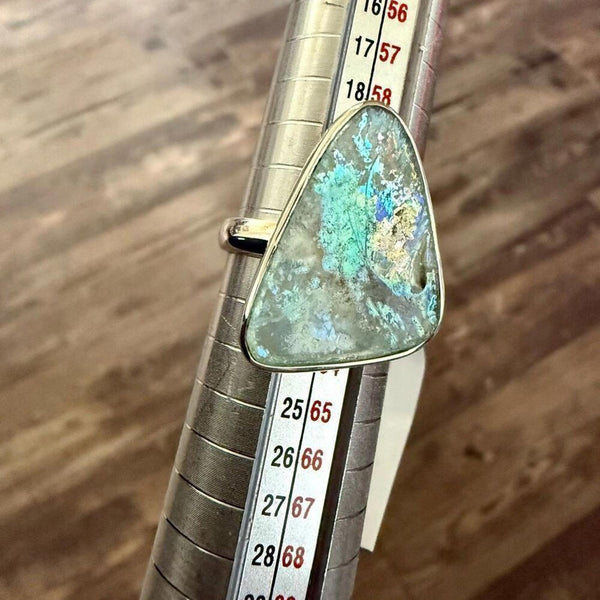 Ancient Roman Glass Stone Abstract Statement Ring Sterling Silver New