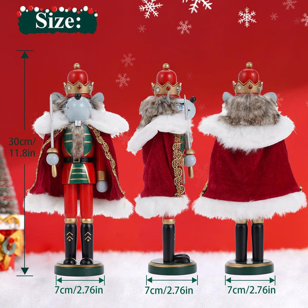 Christmas Decorations Mouse King Nutcracker Ornament 12 Inch Wooden Traditional