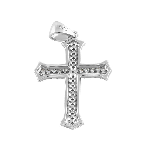 Sterling Silver Medieval Cross Round Cut Clear CZ Necklace Pendant New
