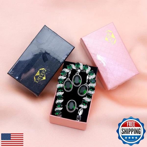 Created Green Emerald Jewelry Set for Women New