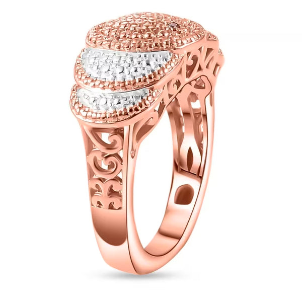 Natural Champagne Diamond Accent Scalloped Ring in Platinum Bond & 18K Rose Gold
