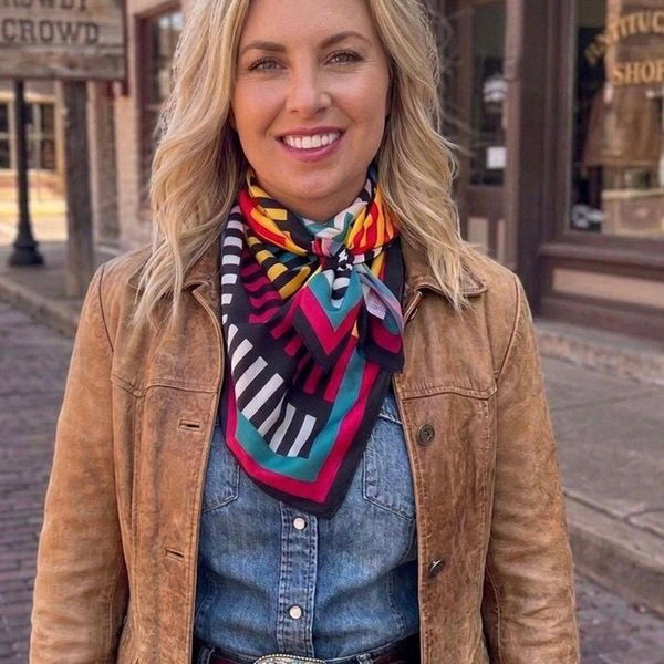 NEW Sassy Serape Western Wild Rag Scarf Geometric Retro Striped Cowboy Buckaroo