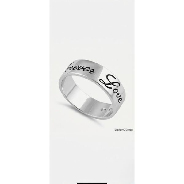 925 Sterling Silver Forever Love Script Band Ring Size 6 Women Gift Jewelry New