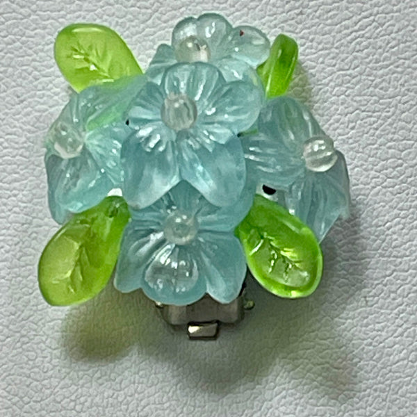 Vintage Floral Cluster Clip Earrings Womens French Inspired Bakelite Jewelry