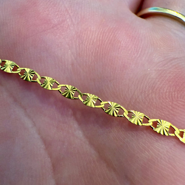 Dainty 2mm Starburst Link Chain Unisex 14k Gold Vermeil 18” Necklace