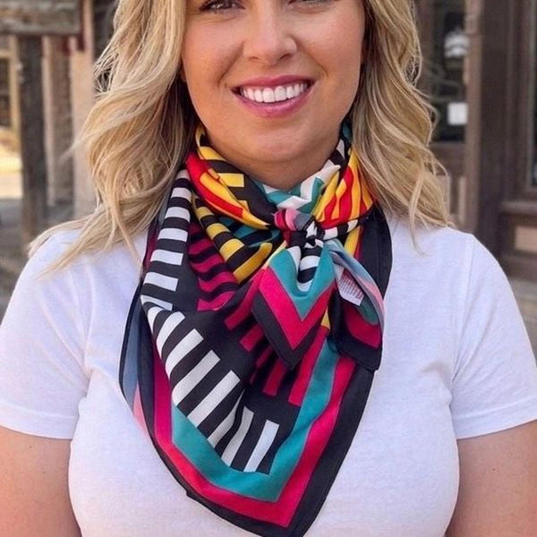 NEW Sassy Serape Western Wild Rag Scarf Geometric Retro Striped Cowboy Buckaroo