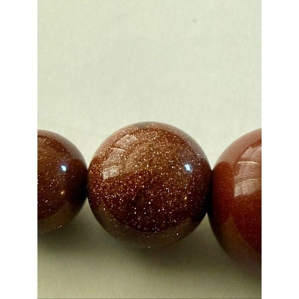 Goldstone Beaded Necklace  Sparkling Brown Gemstone Statement Jewelry Gift