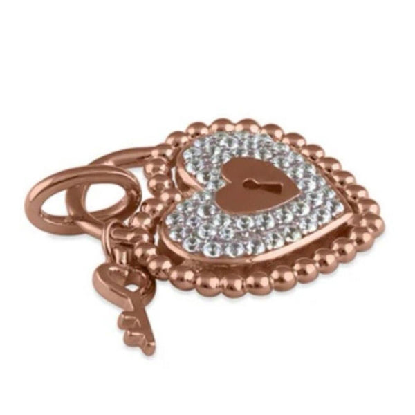 Rose Gold Heart and Lock CZ Necklace Pendant New