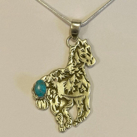 Spirit of the Mesa Sterling Horse Pendant Necklace with Turquoise Southwestern
