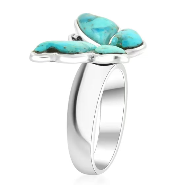 Santa Fe Style Kingman Turquoise 7.60 ctw Ring in Sterling Silver New