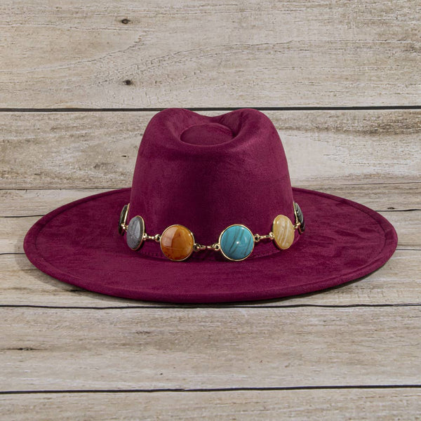 Semi Precious Stone Chain Band Fedora Hat