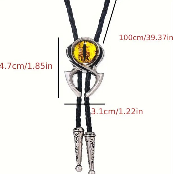 Dragon Yellow Eye Glass Bolo Tie Men’s Western Cowboy Accessory Necklace New
