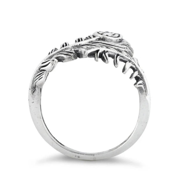 925 Solid Sterling Silver Double Leaf Flower Band Statement Ring Boho New