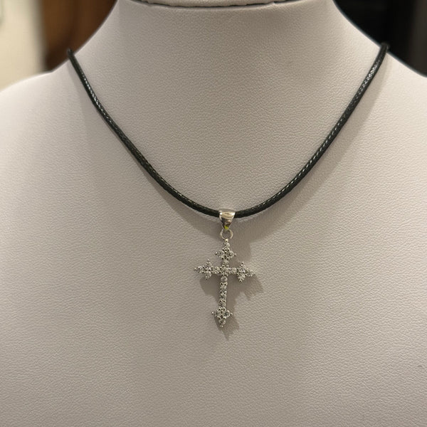 Stunning Moissanite Cross Necklace Sterling Silver Pendant