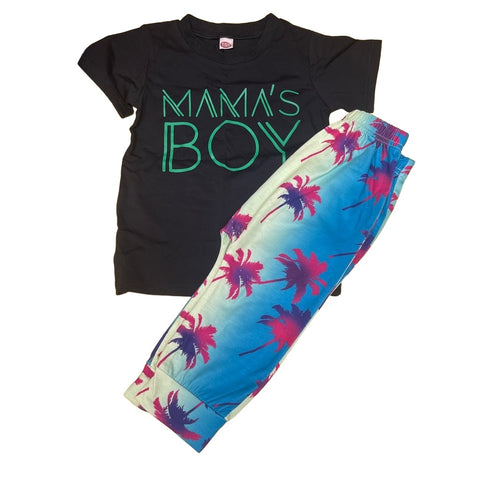 Mamas Boy Tropical Set Infant Casual Graphic Shirt And Joggers Size 2T